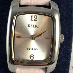 Relic for FOLIO Pink and Silver 2 Tone Link Watch